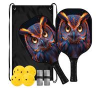 Pagaie de pickleball en carbone texturé en forme de hibou | ensemble de palas de pickleball pour adultes hommes femmes