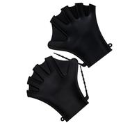 Pagaies de Natation Noir en Silicone, 1 Paire, Réglables | Conception à Doigts Ouverts, Sangle Poignet Ajustable, Forme Palmée, pour Entraînement en Piscine