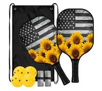 Pagaies de pickleball à faible vibration Drapeau des États-Unis avec | ensemble de palas de pickleball pour adultes hommes femmes