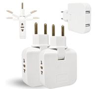 PAGAMADU 2 prises plates, 2 points de charge USB et 2 prises 220 V. Tête pivotante à 180°. Voleur multiple plat mural. Adaptateur européen et américain avec USB.