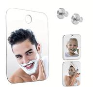 PAGAMADU Miroir de douche pour raser. Miroir adhésif 15 x 20 cm. Miroir pour se raser anti-buée. Miroir de maquillage Installation Crochet sans perçage avec 2 crochets Cadeau