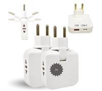 PAGAMADU Prise Multiprise 6 Ports, 2 Prises 220V, 3 Ports USB (2 USB-C) - Tête Pivotante à 180° - Adaptateur Européen et Américain - Matériau Ignifuge
