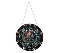Pagan Roue du calendrier de l'année - En bois - 30 cm - Panneau de sorcière avec vacances - Panneau de porte - Décoration murale pour célébrations - Cadeau de pendaison de crémaillère - Maison