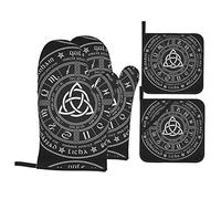 Pagan Wheel of The Year Gants de Four Gants de Cuisine antidérapants Gants de Cuisine lavables résistants à la Chaleur pour Micro-Ondes, Barbecue, Cuisson, grillades
