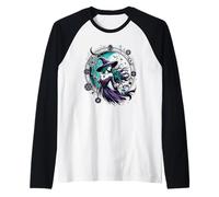 Pagan Witch Mystical Night Wheel of the Year with Moon Manche Raglan