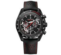 Pagani Design 1779 Montre chronographe à quartz pour homme Cadran mat VK63 Mouvement bracelet en cuir étanche 100 m, Rouge Plus, tendance