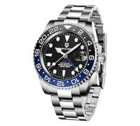 Pagani Design GMT 40mm Montre Homme NH34 Mouvement à remontage Automatique Lunette en céramique Double Fuseau horaire Date Etanche à 100 mètres Montre Business Sports (Noir et Bleu - 3)