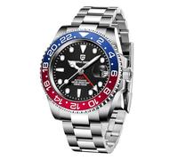 Pagani Design GMT 40mm Montre Homme NH34 Mouvement à remontage Automatique Lunette en céramique Double Fuseau horaire Date Etanche à 100 mètres Montre Business Sports (Bleu et Rouge - 3)