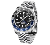 Pagani Design GMT 40mm Montre Homme NH34 Mouvement à remontage Automatique Lunette en céramique Double Fuseau horaire Date Etanche à 100 mètres Montre Business Sports (Noir et Bleu - 5)