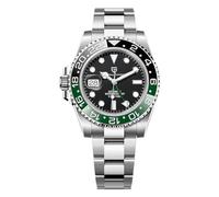 Pagani Design GMT Montre Automatique Homme 40 mm Verre Saphir Acier Inoxydable 100 Résistance à l'eau Montre Analogique Montre Mécanique Homme Cadeau Montre pour Homme(Dunkelgrün-1)