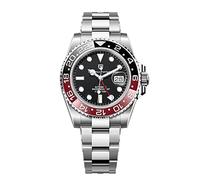Pagani Design GMT Montre Automatique Homme 40 mm Verre Saphir Acier Inoxydable 100 Résistance à l'eau Montre Analogique Montre Mécanique Homme Cadeau Montre pour Homme(Noir/Rouge)