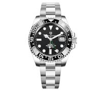 Pagani Design GMT Montre Automatique Homme 40 mm Verre Saphir Acier Inoxydable 100 Résistance à l'eau Montre Analogique Montre Mécanique Homme Cadeau Montre pour Homme（Noir）