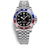 Pagani Design GMT Montre Homme Automatique Mécanique Verre Saphir Synthétique Acier Inoxydable 100M Étanche Montre-Bracelet pour Homme 40MM(5 Blue Red)