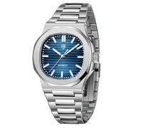 Pagani Design Montre Automatique Hommes, Chronographe Automatique, Bracelet en Acier Inoxydable Hommes, Montre Saphir, étanche à 100 Mètres, Mouvement Automatique. (Bleu)