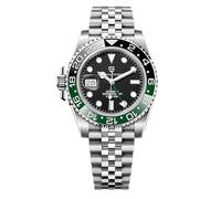 PAGANI DESIGN Montre Homme Automatique GMT 40 mm Verre Saphir Acier Inoxydable 100m Résistance à l'eau Montre Analogique Mécanique Homme Cadeau (Fünf Perlen Schwarz und Grün)