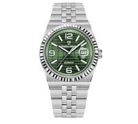 Pagani Design Montre pour Homme Mouvement Automatique Japonais Boîtier en Acier Inoxydable Étanche 10bar Lumineux Décontracté Business Montre pour Homme avec Date (Acier argenté Vert)