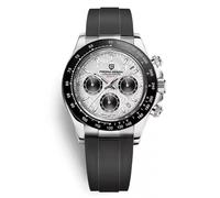 Pagani Design PD-1664 Montre Homme à Quartz Mouvement VK63 Mouvement Japonais Lunette en céramique Saphir Chronographe Vintage Montre étanche en Acier Inoxydable 40mm (Or Météorite Gris -A1664)