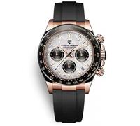 Pagani Design PD-1664 Montre Homme à Quartz Mouvement VK63 Mouvement Japonais Lunette en céramique Saphir Chronographe Vintage Montre étanche en Acier Inoxydable 40mm (Gris Météorite -A1664)