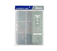 Page de Cartes étanche 50 pièces avec 18 Pochettes sécurisées par Feuille, Feuilles de Reliure de Rangement de Cartes Transparentes pour Les Amateurs de Cartes de Jeu Binder Sheets