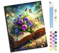 Page de livre magique sur le langage des fleurs,Peinture par numéros pour Adultes débutants,kit de Peinture à l'huile sur Toile par numéro avec Peinture Acrylique pigmentée,40x50 cm,Sans cadre