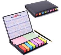 Page Mark,Adhesive Bookmark,Pu Memo Box Set,With Metal Ballpoint Pen,1000 Sticky Notes,10 Styles Text Strips For Sticky Notes For Bookmarks