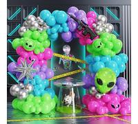 PageebO Kit d'arche de ballons Alien pour Halloween, ballons vibrants avec pistolet extraterrestre gonflable en mylar pour Halloween, décorations d'intérieur et d'extérieur hors du monde, cadeaux de
