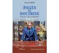 Pages de doctrine Œuvres (in) complètes (Vol. 1) - Nicaise Médé - L'harmattan - broché - Etude