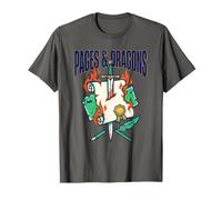 Pages & Dragons Livre Fantasy Fiction Épée et Sorcellerie Nerd T-Shirt