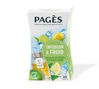 Pagès - Infusion BIO à Froid Saveur Citron Citron Vert - Recette Rafraîchissante - Boîte de 20 Sachets, 100% Végétal