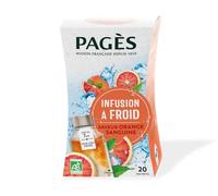 Pagès - Infusion BIO à Froid Saveur Orange Sanguine - Recette Rafraîchissante - Ingrédients 100% Issus de l'Agriculture Biologique - Boîte de 20 Sachets, 100% Végétal
