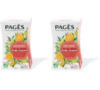 Pagès - Infusion BIO Brûle-Graisse - Maté, Thé Vert, Guarana, Saveur Citron Vert et Orange - Contrôle du Poids - Boîte de 20 Sachets, 100% Végétal (Lot de 2)