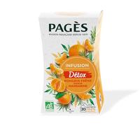 Pagès - Infusion BIO Détox - Romarin, Hibiscus, Saveur Mandarine - Recette Drainante - Boîte de 20 Sachets, 100% Végétal