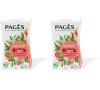 Pagès - Infusion BIO Ligne - Thé Vert, Guarana, Saveur Pamplemousse - Contrôle du Poids - Boîte de 20 Sachets, 100% Végétal (Lot de 2)