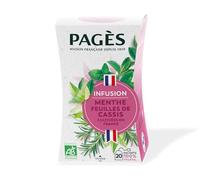 Pagès - Infusion BIO Menthe Feuilles de Cassis - cultivées en France - Boîte de 20 Sachets, 100% Végétal