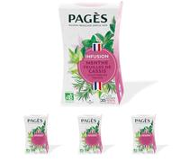 Pagès - Infusion BIO Menthe Feuilles de Cassis - cultivées en France - Boîte de 20 Sachets, 100% Végétal (Lot de 4)