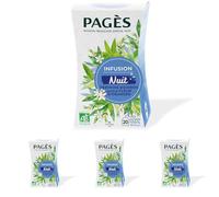 Pagès - Infusion BIO Nuit - Verveine, Rooibos, Saveur Fleur d'Oranger - Recette Douce et Apaisante - Boîte de 20 Sachets, 100% Végétal (Lot de 4)