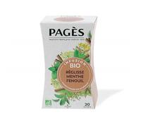 Pages Infusion Bio Régénérante Réglisse-Menthe-Fenouil x20 sachets - 30g - Douceur et Fraîcheur Digestive - Thés & Infusions Bio Naturels - Le Lot De 4