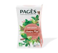 Pagès - Infusion BIO Ventre Plat (Menthe, Réglisse, Feuilles de Cassis) - Boîte de 20 Sachets, 100% Végétal