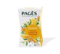 PAGES - Infusion Mangue Passion | Savoureuse boisson chaude onctueuse | Idéale pour se détendre | la boite de 20 sachets | LOT DE 4