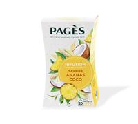 PAGÈS Infusion Saveur Ananas Coco - 20 Sachets - Recette Gourmande au Maté, Camomille et Citronnelle - Lot de 4