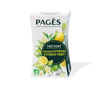 PAGES - Thé Vert Bio Citron Vert Frais, Saveur Acidulée et Revigorante (Boîte 20 Sachets) - Lot de 3 - vendu par Lot
