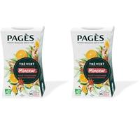 Pagès - Thé Vert BIO Minceur - Maté, Gingembre, Saveur Orange - Boîte de 20 Sachets, 100% Végétal (Lot de 2)