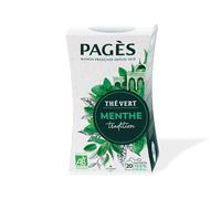 PAGES Thé Vert Menthe Bio - Boîte de 20 sachets individuels - 36 g - Thé vert et menthe douce issus de l'agriculture biologique - Maison française depuis 1859 - Lot de 3