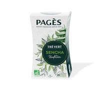 PAGES - Thé Vert Sencha Bio, Infusion Naturelle Aux Arômes Frais Et Délicats, 20 Sachets - Lot De 4