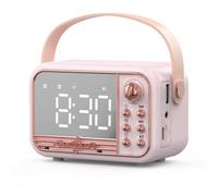 PAGJHRFJG Enceinte Bluetooth Rétro Supportant Les Cartes TF et Les Clés USB avec Entrée AUX, Son 3D Équilibré, Diffusion Type Alarme Horloge.