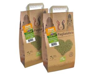Paglianatura Kit de 2 pièces - Granule de Foin de 3 kg avec 10% de Luzerne - Aliment Naturel et Riche en Fibres pour Lapins et rongeurs, Nutrition supplémentaire Contenant du Calcium et des protéines