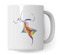 Pagma Druck LGBT Tasse Baiser | Gay Pride Cadeaux Gay Lesbienne LGBTQ CSD Motif | Tasse à café Equality Queer Love is Love | Tasse à café Rainbow Kiss (330 ml)