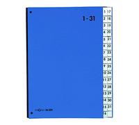 Pagna 24329-02 Classeur à soufflet 32 compartiments 1-31 en carton spécial avec 3 trous (Bleu)
