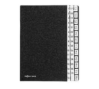 Pagna 24441-04 Classeur de bureau 44 intercalaires en carton rigide Noir Dos flexible 3 trous Onglets 1-2 + 1-12 Jan-Dec