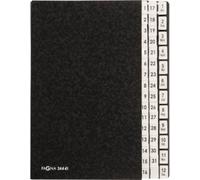 PAGNA Classeur à soufflet 24441-04 carton dur noir DIN A4 44 compartiments (1-31, 1-12, Janv.-Déc.)